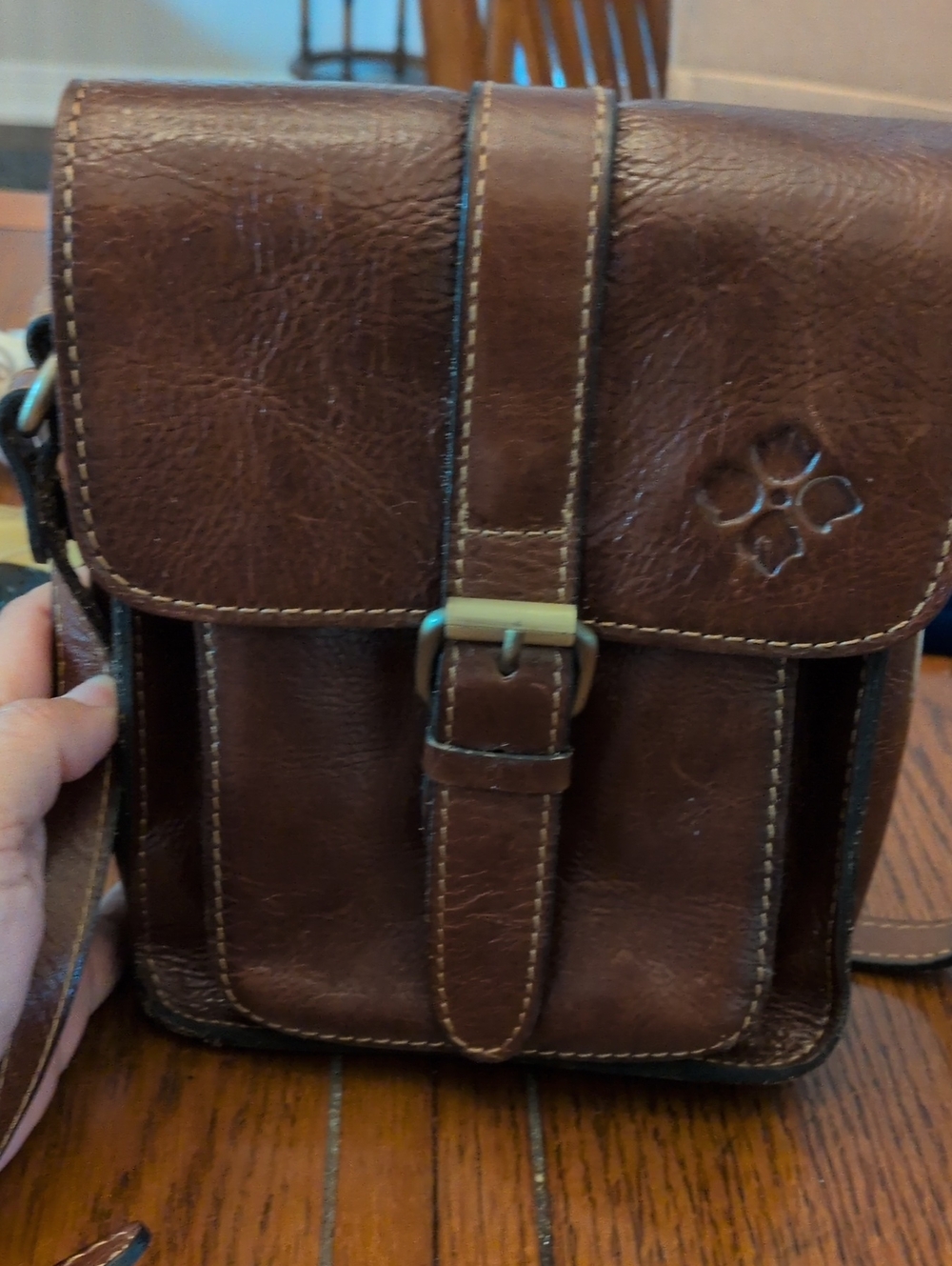 Patricia Nash Cascina Cognac Leather Crossbody Bag + Canelli Wallet 2 Pieces